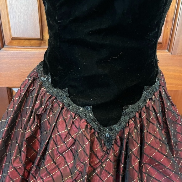 Vintage Jessica McClintock Gunne Sax Formal Sweetheart Velvet Taffeta Dress Gown - Picture 2 of 13